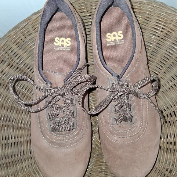 SAS Brown Suede Leather Walking Shoes - Picture 2 of 5